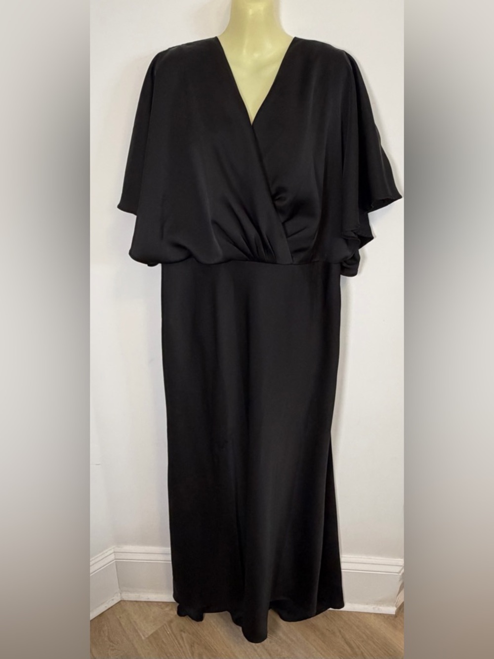 Eloquii Black Draped V-Neck Maxi Dress